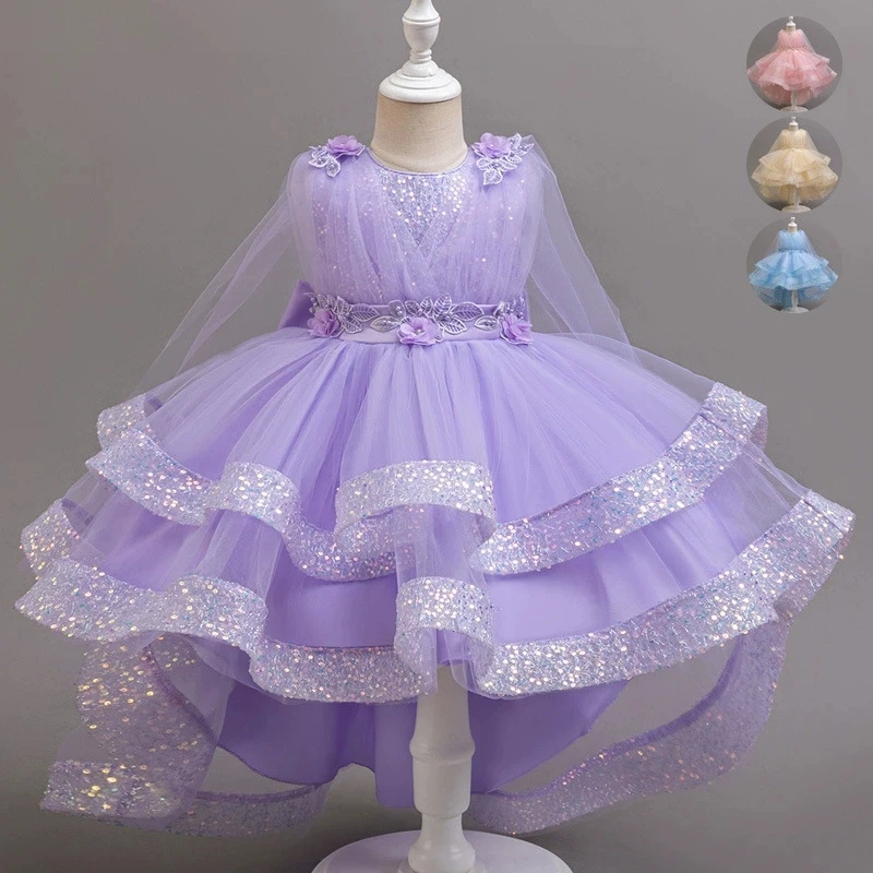 Fashion Solid Princess Dress Girls Lace Mesh Sleeveless Flower Girl Dresses Summer Children Clothing Girls Dress 1-10 Years