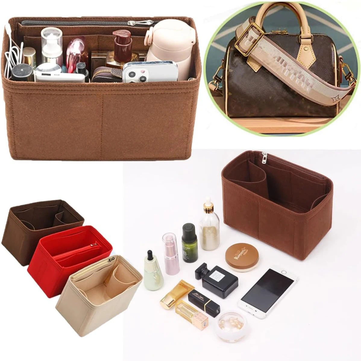 เม็ดมีดกระเป๋าสําหรับ Speedy 25/30 Organizer Insert สําหรับกระเป๋า monogram, เม็ดมีดป้องกันกระเป๋าถือ ​ กระเป๋าโท้ทและที่เก็บกระเป๋าถือ