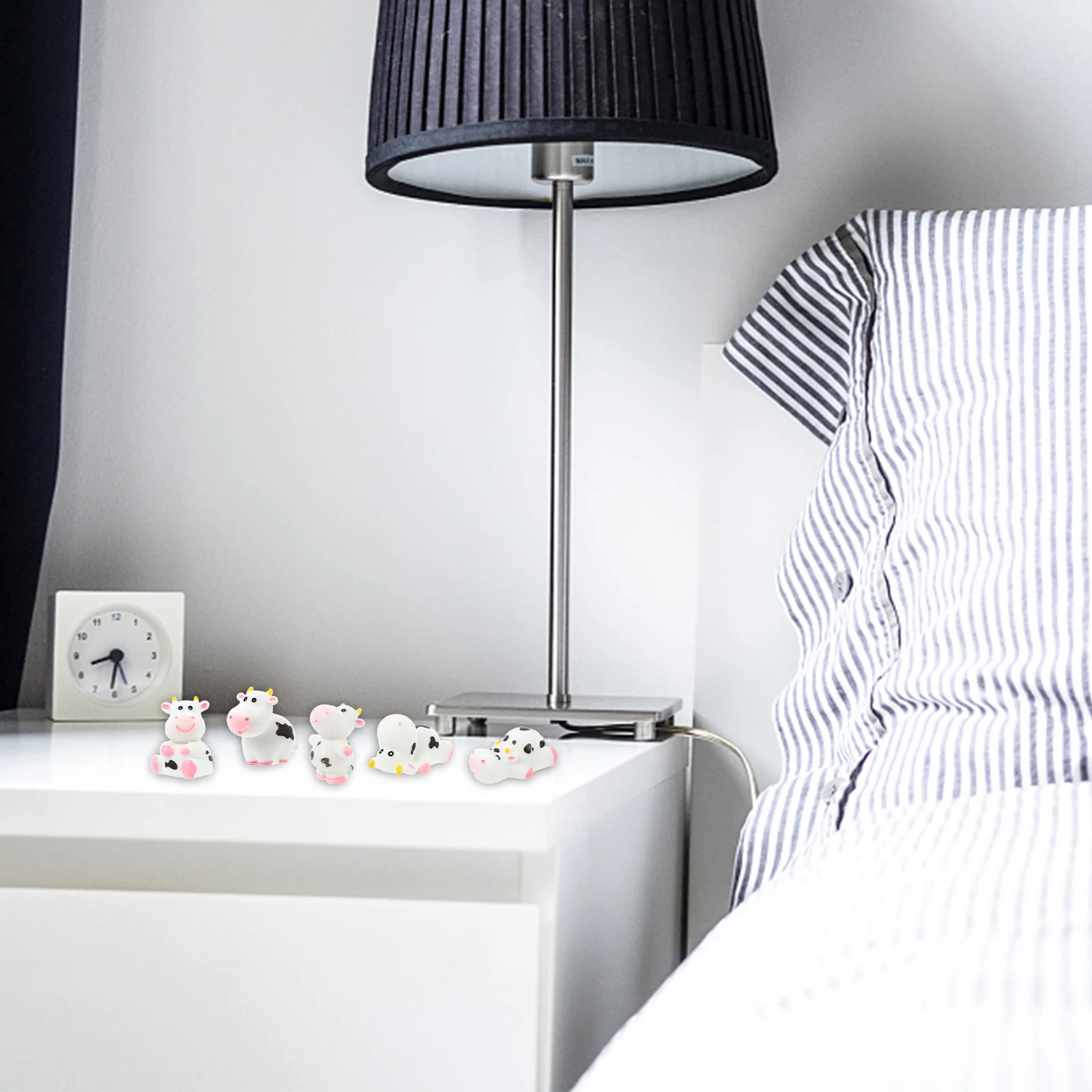 5 قطعة البقرة الصغيرة الراتنج الحلي الكرتون المشهد الصغير الديكور ل حديقة الجنية المنزل وعاء النبات جراب هاتف ديكور #3