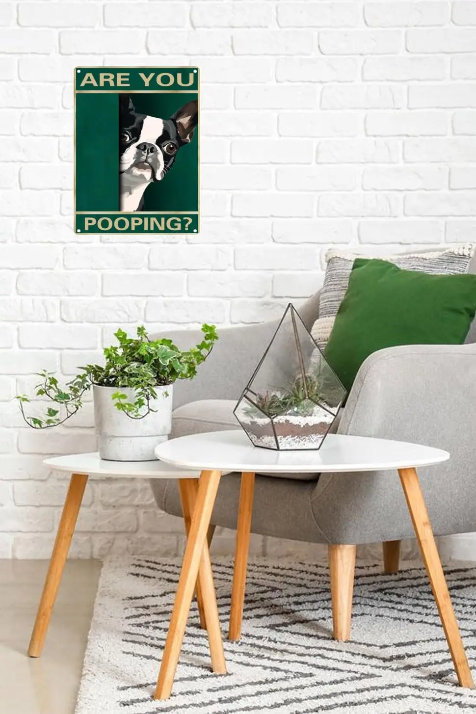 Boston Terrier Dog Vintage Metal Tin Sign Are You Pooping Sign Bathroom Funny Art Poster Decoration Toilet Cave Bar Home Bathroo
