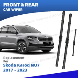 LHD Front Rear Windshield Wiper Blades For Skoda Karoq NU7 2017 - 2023 3pc Windscreen Accessories 2018 2019 2020 2021 2022 2023