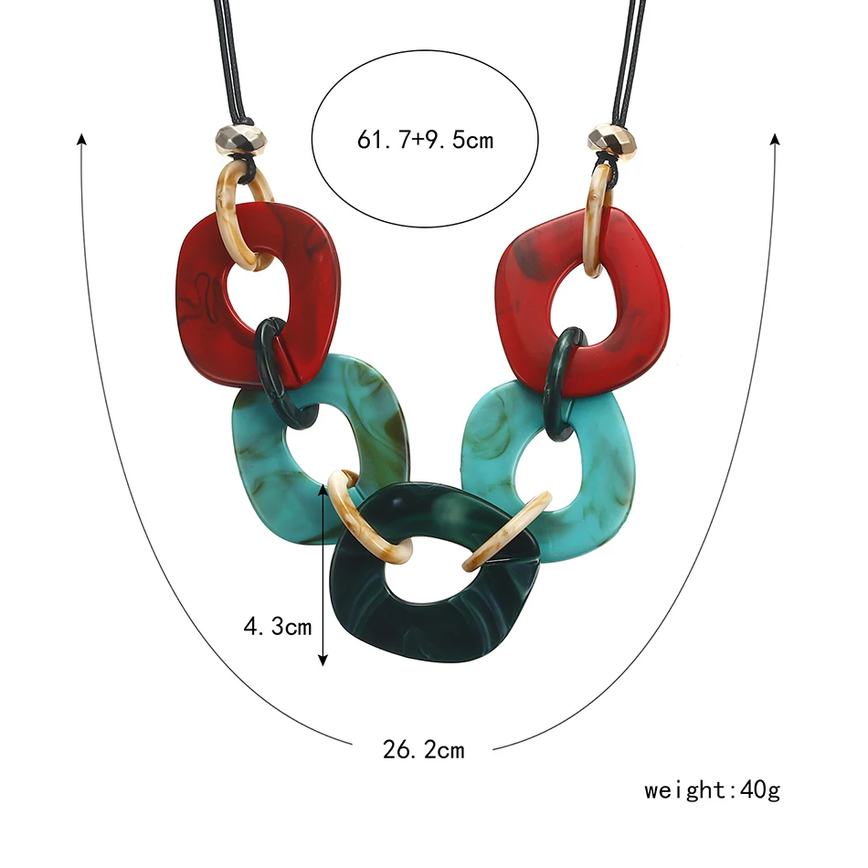 Women\'s Colorful Acrylic Necklace for Women Geometric Necklaces & Pendants Statement Necklace New Arrival Fashion Jewelry NR057