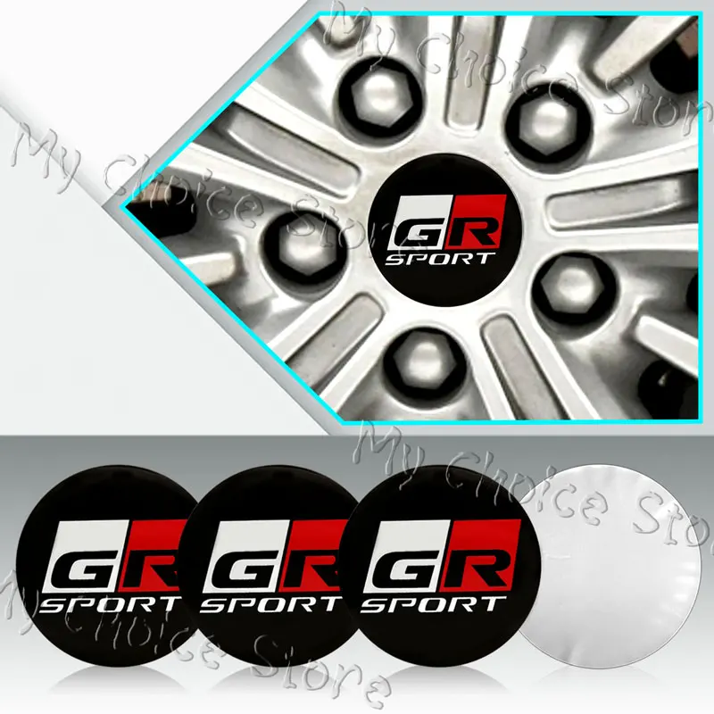 4pcs 56mm Car Decor GR Sport Logo Wheel Hub Caps Center Cover Sticker For Toyota Corolla Yaris Camry Prius Rav4 Accessories