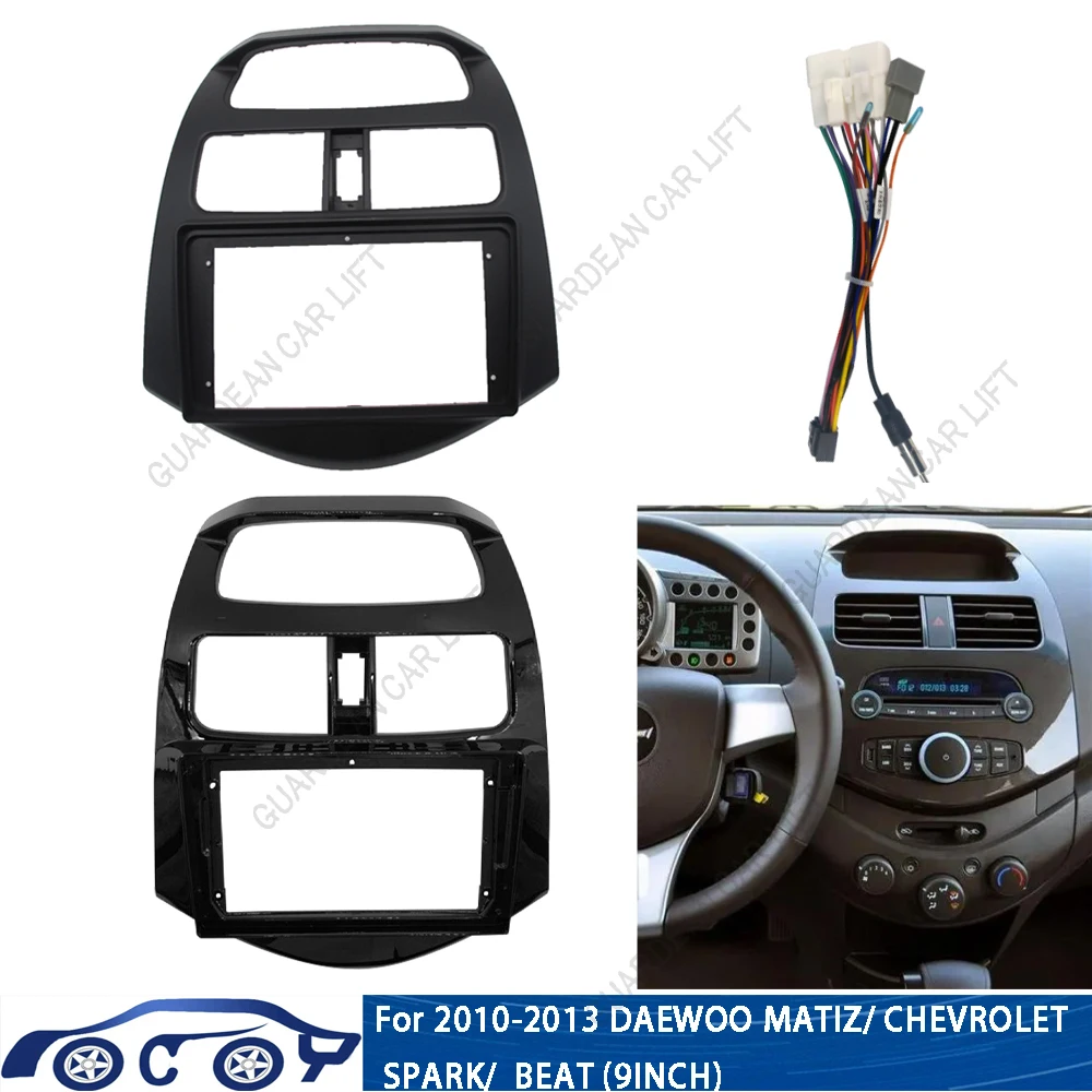 Fascias de Radio para Coche de 9 Pulgadas para DAEWOO MATIZ/ CHEVROLET SPARK/ BEAT 2010-2013, Panel de Marco Estéreo Android con Cable