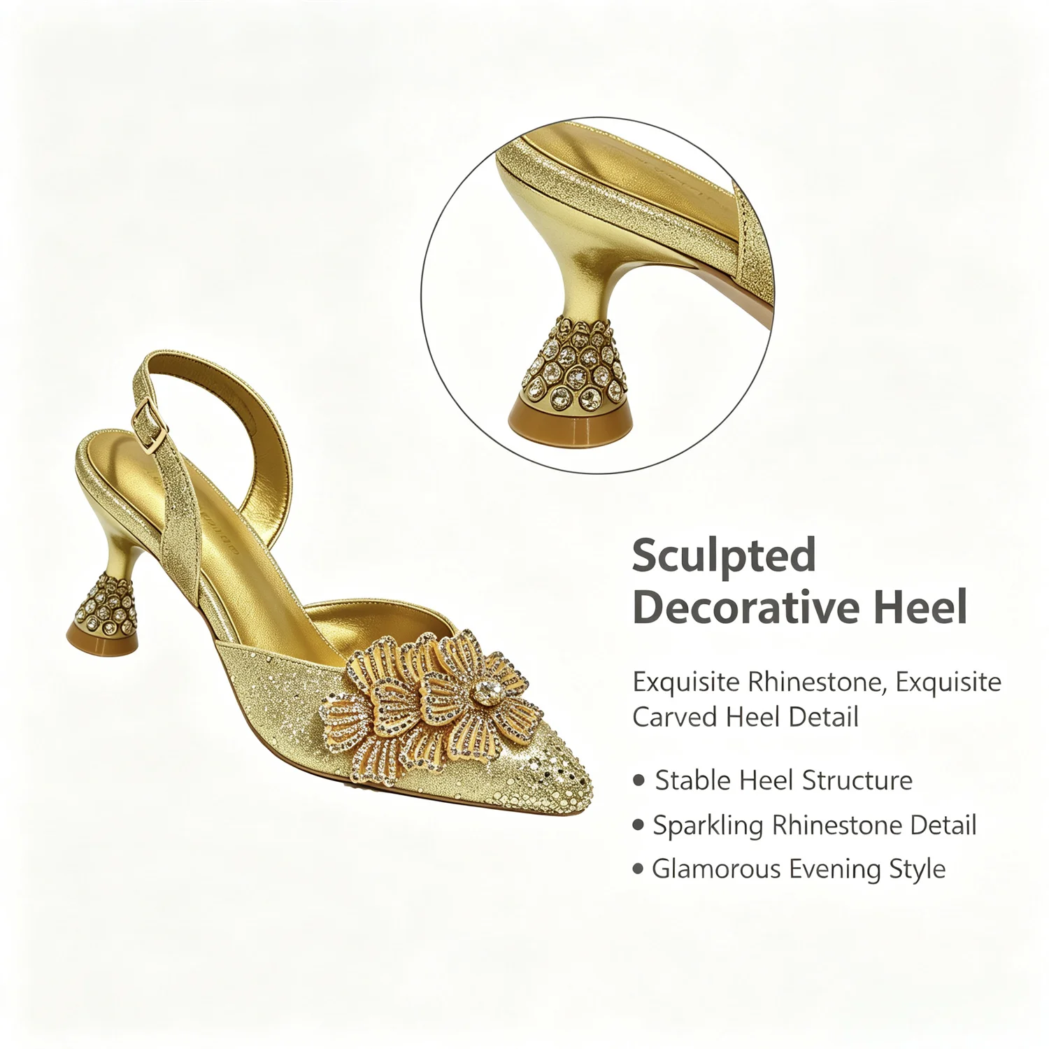Stunning Women's Satin Slingback Heels with Pointed Toe & Rhinestone Detailing Exquisite 3D Floral High Heels Ideal for Weddings