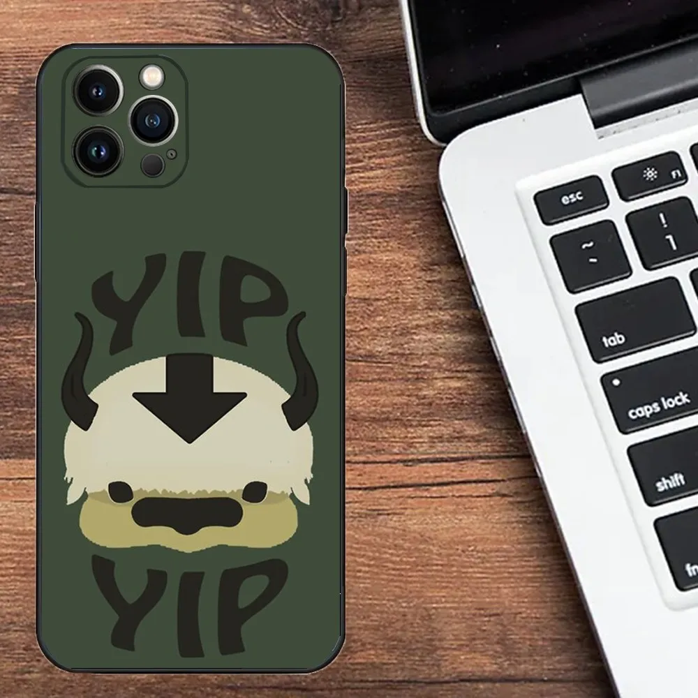 Avatar Appa Yip Yip Phone Case For Apple iPhone 15,14,13,12,11,XS,XR,X,8,7,Pro,Max,Plus,mini Silicone Black Cover image 3