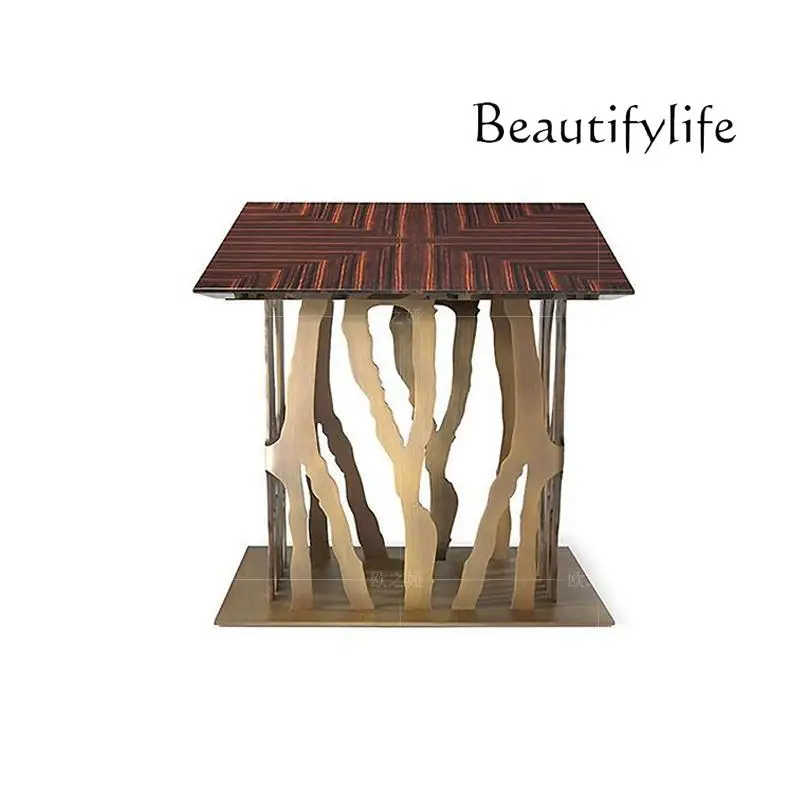 

post-modern simple villa designer stainless steel solid wood G High-end Italian light luxury coffee table