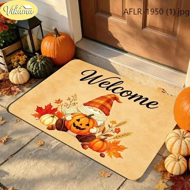 VIKAMA Home Sweet Home Gnome Bike Sunflower Pumpkin Fall Doormat Non Slip Floor Mat Front Porch Entryway Autumn Decor Soft