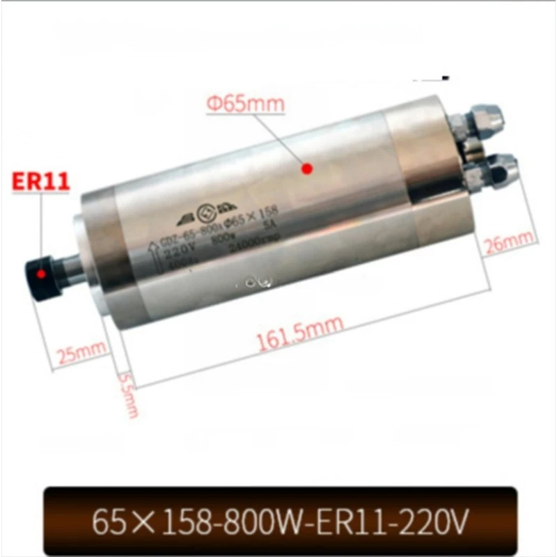 65X158-800W-ER11-220V  Water Cooled Spindle Motor 2 Bearings CNC Motor Spindle CNC Engraving Machine Accessories 1PC High Qualit