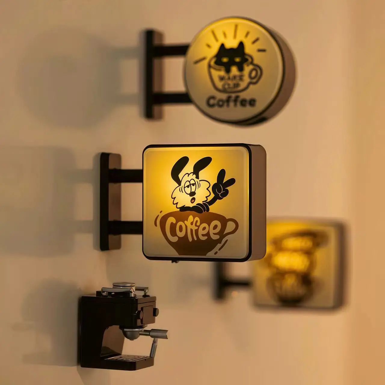 Mini Atmosphere Light Board Coffee Corner Refrigerator Magnet Ambient Lighting for Home Coffee shop decoration