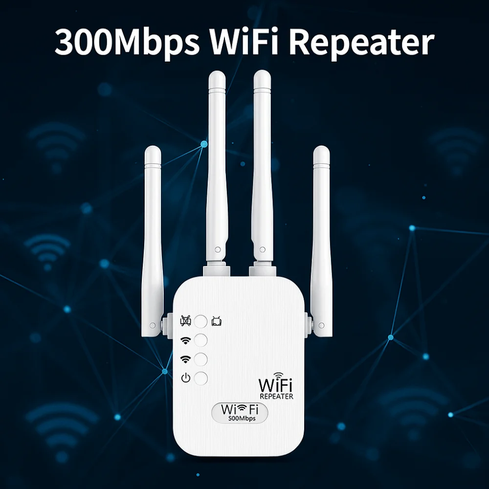

White 300Mbps WiFi Amplifier 2.4 GHz Wireless Wi-Fi Signal Amplifier 802.11n US WIFI Repeater Laptop