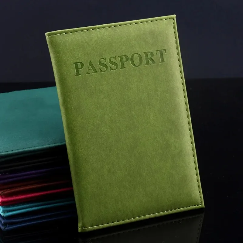 Couvertures de passeport en cuir PU, couverture de documents, porte-passeport de voyage, porte-carte d'identité, accessoires de voyage en anglais, haute qualité