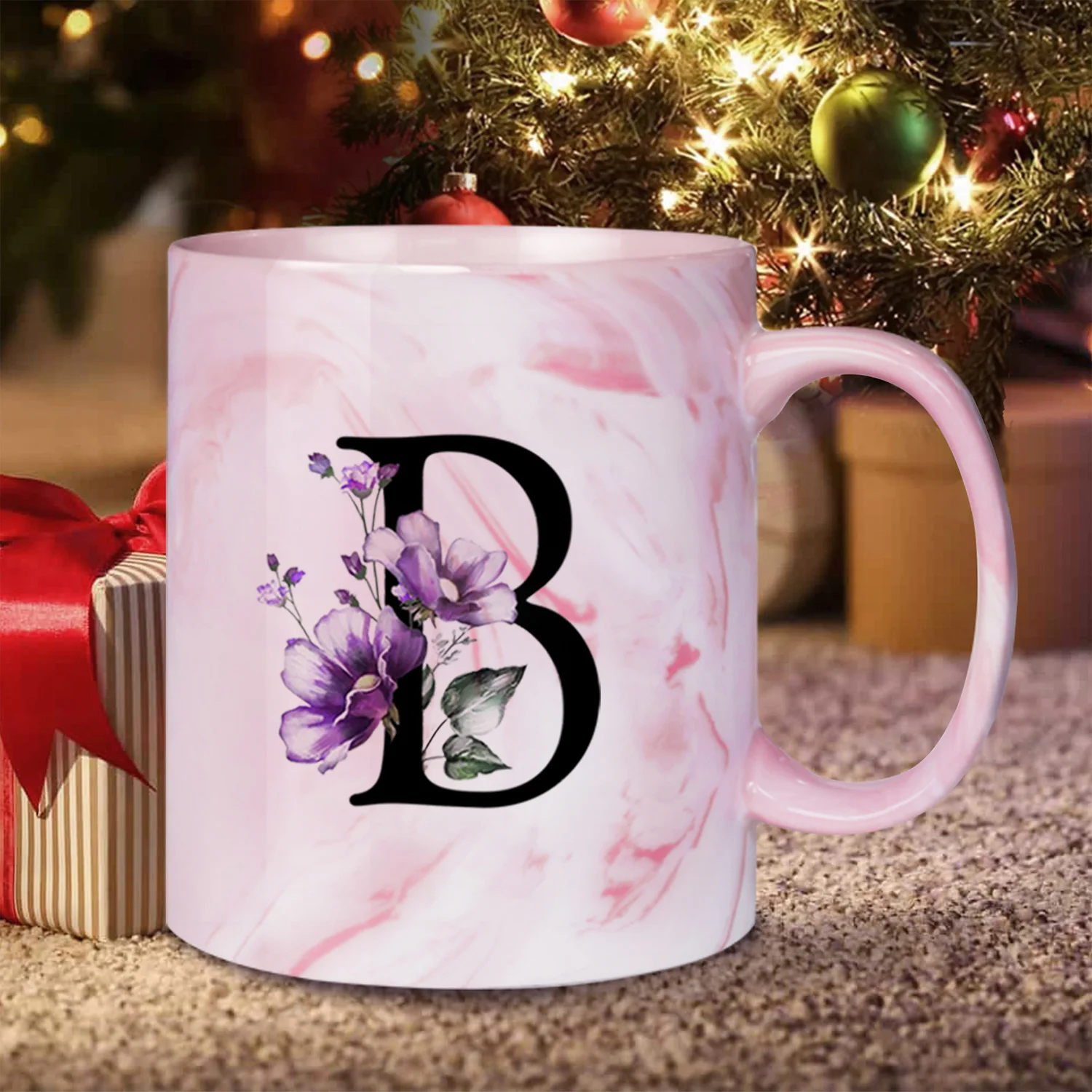1 unidad, tazas de café con letras de flores A-Z para oficina y hogar, regalos de cumpleaños para mujeres, mamá, mejor amiga, novia, regalo de dama de honor, 11oz