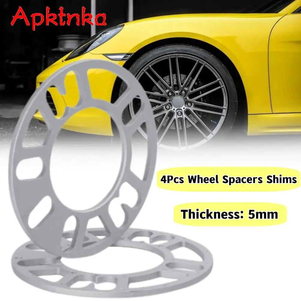 4Pcs Aluminum Universal Car Wheel Spacer Shims Plate 5mm 4 Lug 5 Lug Fit 4x100 4x108 4x110 4x112 4x114.3 5x100 5x110 5x115 5x120