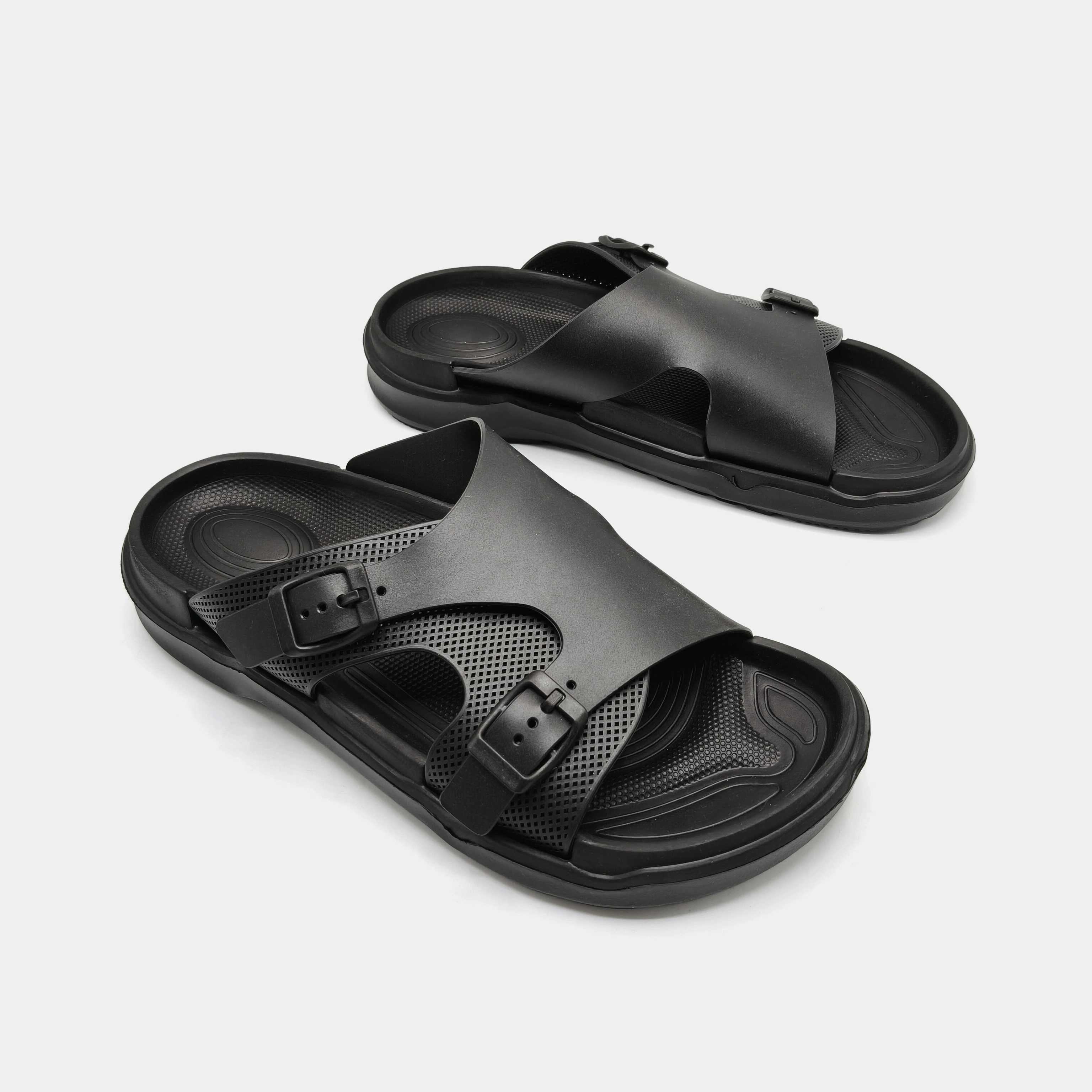 Women's Criss‑Cross Double‑Buckle Slides, Mesh‑Spliced Thick‑Sole Adjustable Strap Casual Outdoor Beach Sandals