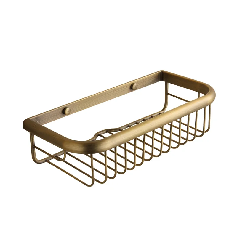 Wall Mounted Shelf Antique Bronze Solid Brass Bathroom Soap Basket Holder Shower Shampoo Shelf Square Rack
