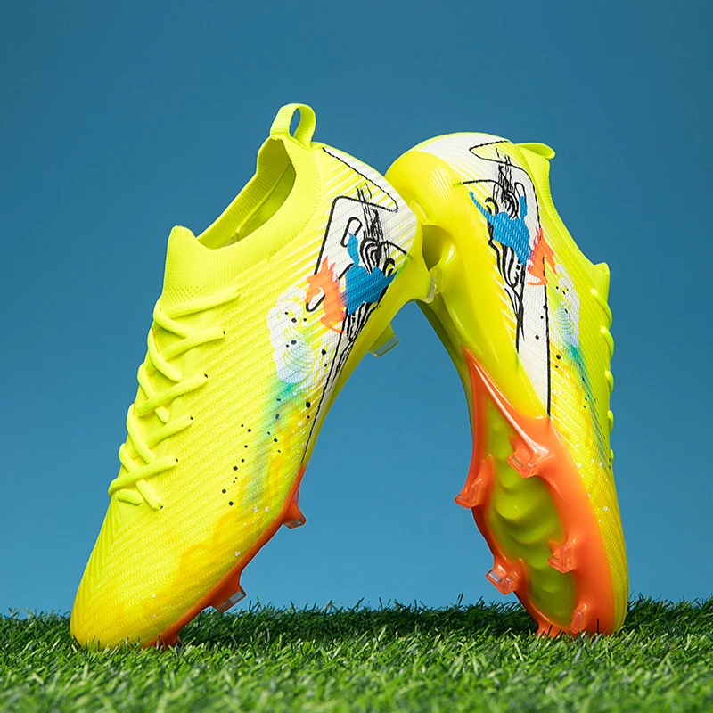 

Men Women AG/FG Football Shoes Breathable Spiked Football Boots Futsal Training Shoes Non-Slip Grass Ankle Soccer Sneakers