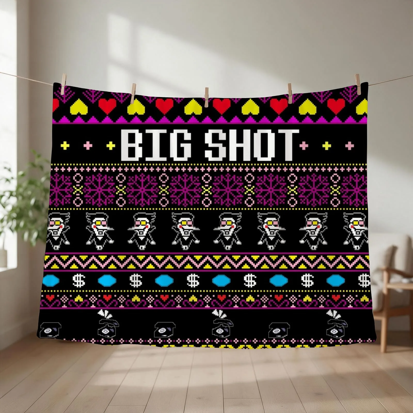 Spamton's BIG SHOT Kromer Krismas Throw Blanket couch cozy soft plush fuzzy picnic outdoor blanket