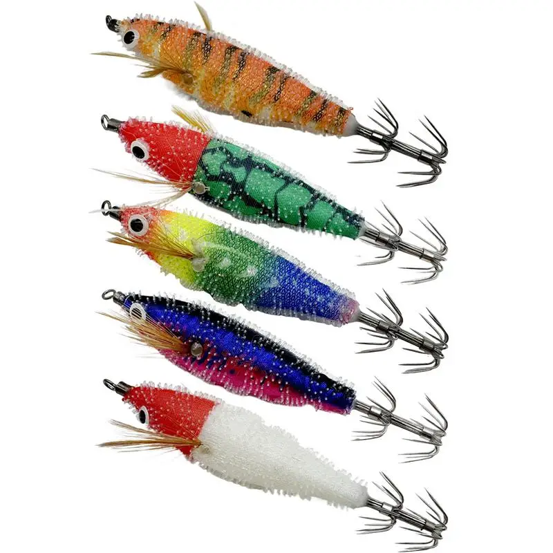 Squid Jigs Saltwater 3D Fishing Lure Hooks Glow in the Dark Animated Lure Squid Lures Shrimp Bait Deep Sea Night Fishing Lures