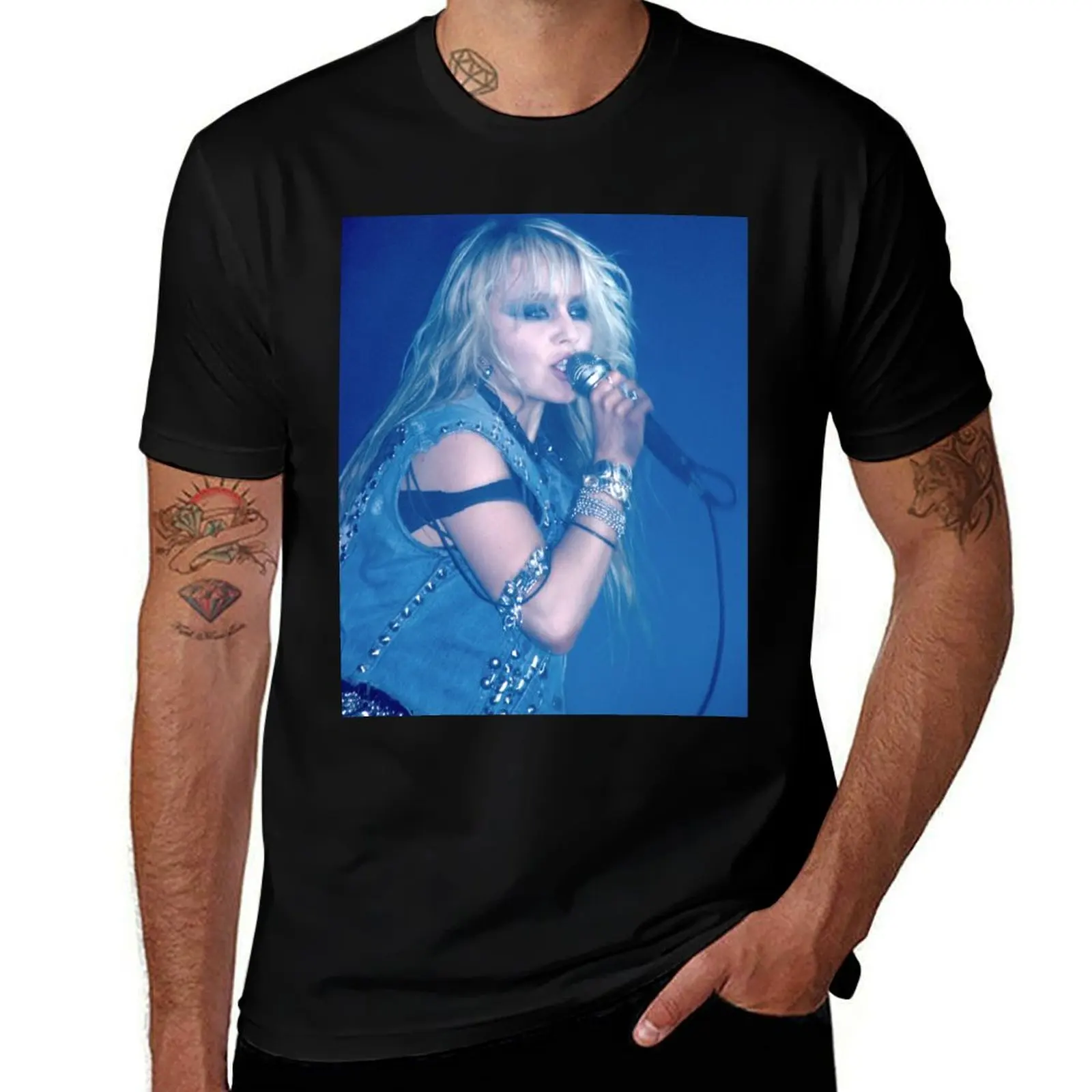 Doro Pesch Warlock Photograph T-Shirt Basic Crew Neck Short Sleeve Top
