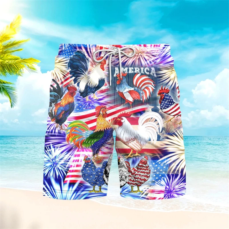 Vintage American Flag 3D Printed Man Shorts Summer Vacation Man Swim Shorts Kids Fashion Casual Loose Comfortable Running Shorts