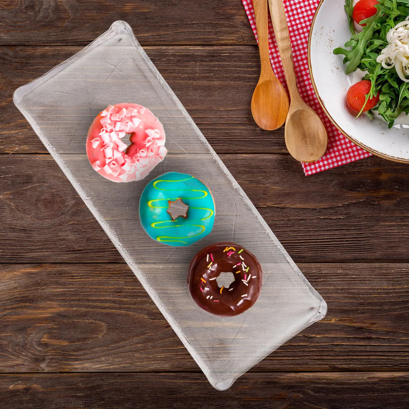 

1Pcs Transparent Glass Food Plate Rectangular Sushi Serving Tray Oblong Western Dessert Steak Dinner Tableware Multipurpose Food