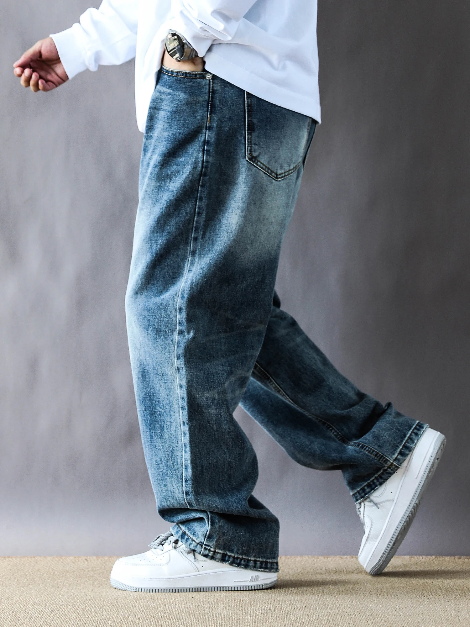 

American Sle Vintage Flared Jeans Men's Spring Summer Thin Loose Casual Pants Design Sense Bend Knife Long Pants