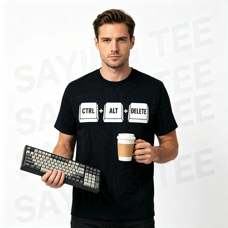 Lustiges IT-Programmierer-Geek-Tastatur-Humor-T-Shirt mit Ctrl-Alt-Delete-Motiv, Y2K-Stil, für Computerprogrammierer, IT-Techniker, Coding-Grafik-T-Shirt – Detail 6