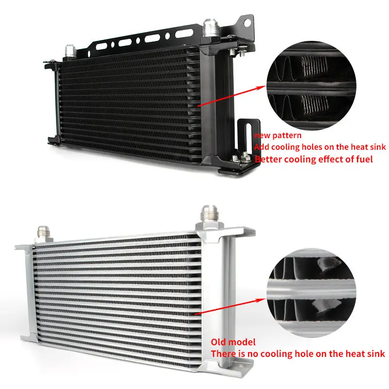 Universal 10-Row Engine Oil Cooler Kit With 45/Deg Base Plate Sandwich Made Of Aluminum 6061-T6 British Style BB-OCK-712