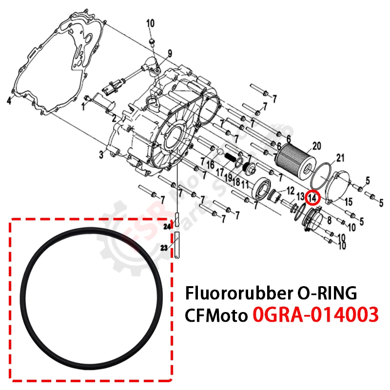 Joint torique de couvercle de blocage de carter gauche, pour moteur CFMOTO 191Q 191S 191R 2V91W 400 500 600 800 1000 FKM joint torique Quad 0GRA-014003
