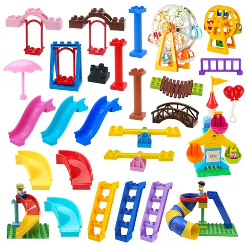Big Building Blocks Slide Stair Swing Seesaw Ferris Wheel Series Compatible Duploe Large Brick Children Educational Toy Kid Gift