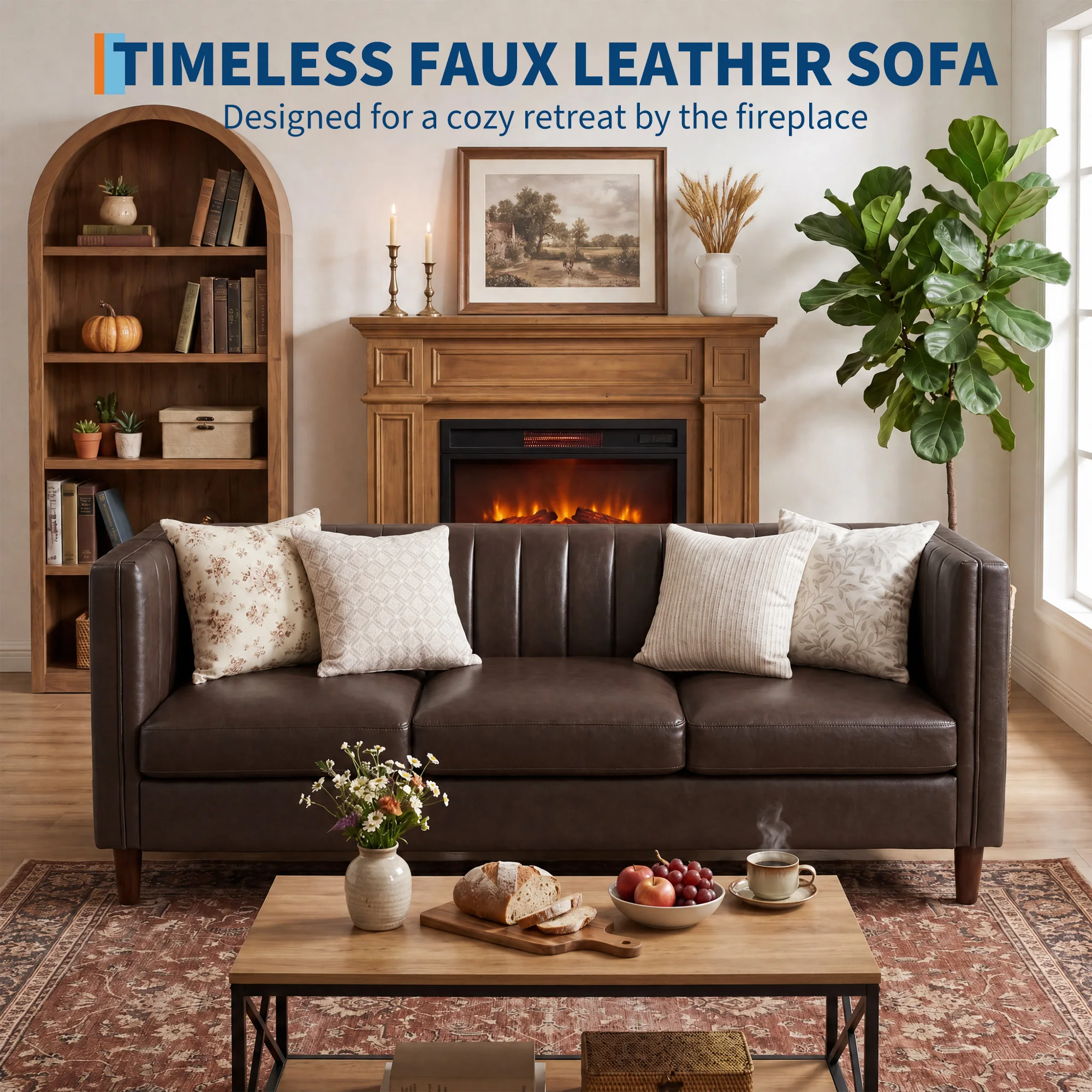 PU Leather 3-Seater Sofa 1