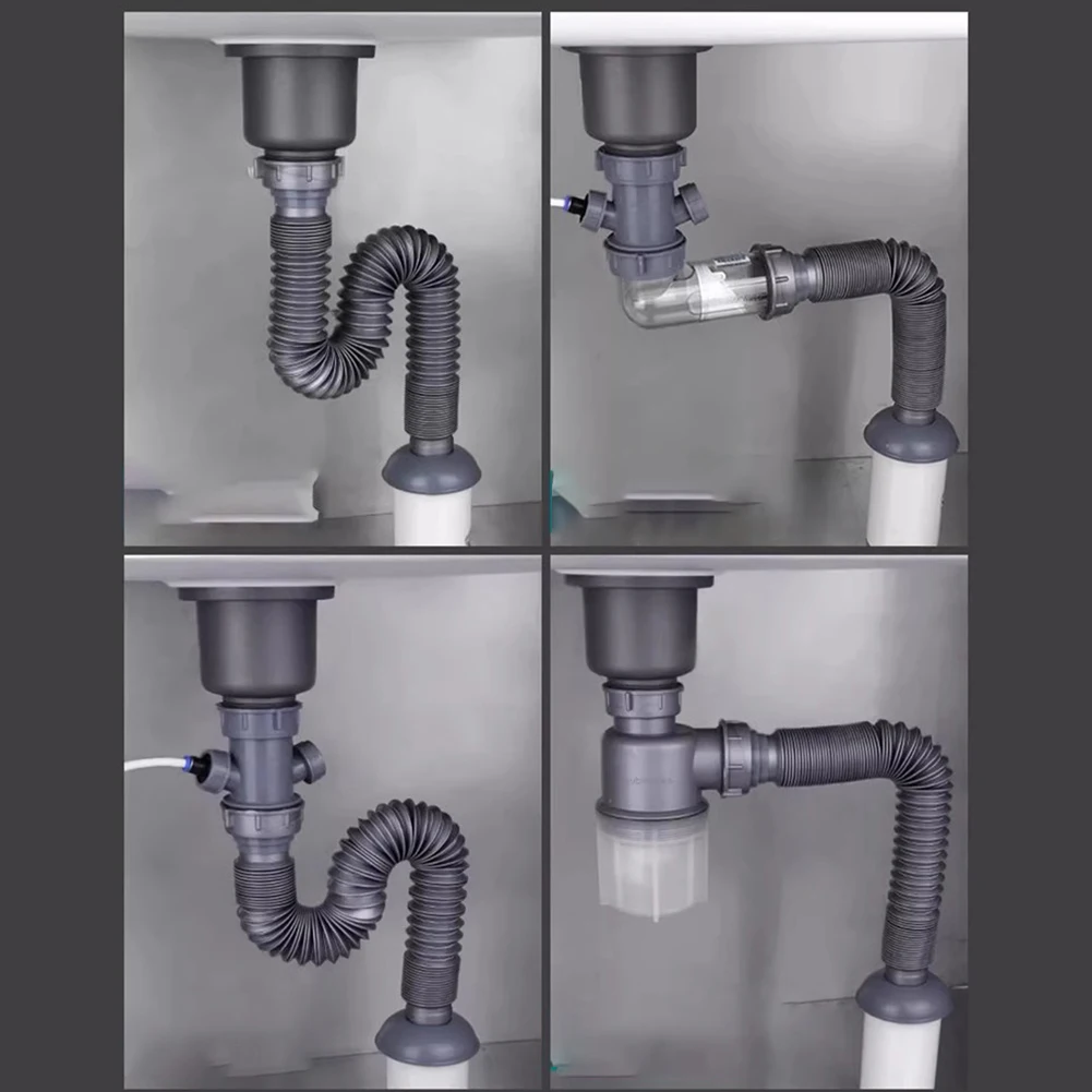 1 Stuks Aanrecht Afvoerpijp Uitbreidbare Aansluitslang Voor 32/45/56 Mm Interface Geur Preventie Abs wastafel Gootsteen Afvoerslang