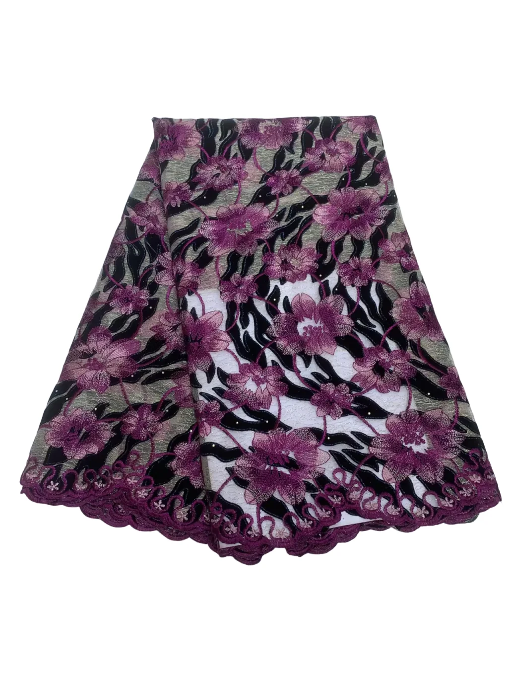 

2026 African Nigerian Velvet Lace Fabric Stones Flocking Lace Fabric Guipure For Sewing Wedding Party Cloth High Quality Tissu