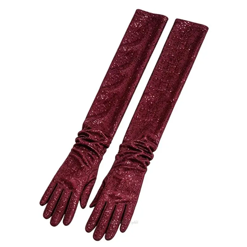 X5XA Long Decorative Stretch Gloves for Parties, Dance and Stage Wear
