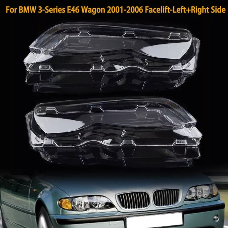 Car Headlight Lens Glass Lampcover Cover Lampshade Headlamp Shell For BMW 3 Series E46 318i 320i 325i 4 Doors Sedan 2002-2005