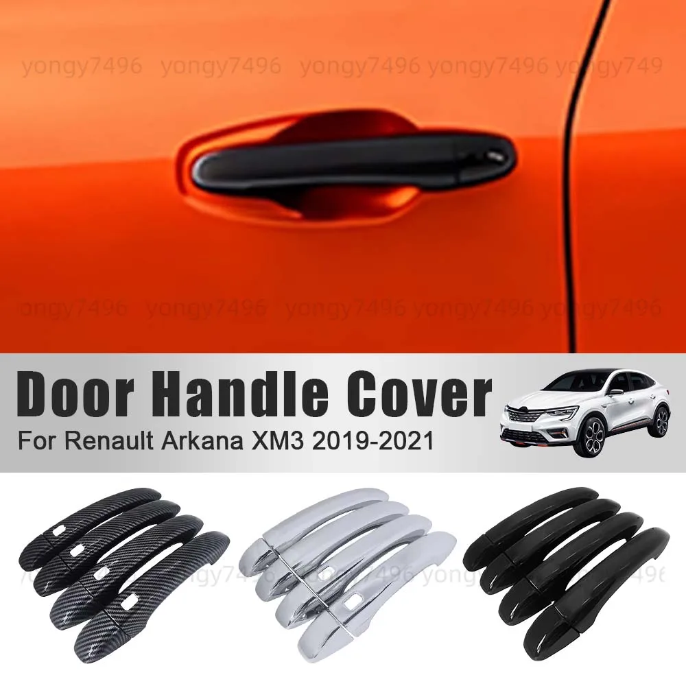 

Car Upgrade High Quality Door Handle Cover For Renault Arkana XM3 2019 2020 2021 Carbon Fiber Glossy Black Decoration Styling