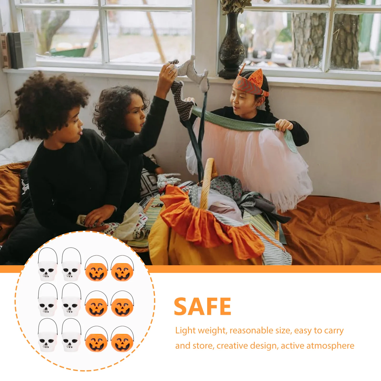 

12 Pcs Pumpkin Light Candy Bucket Halloween Gift Jars Decorations Storage Container Plastic Containers Case Child Shape