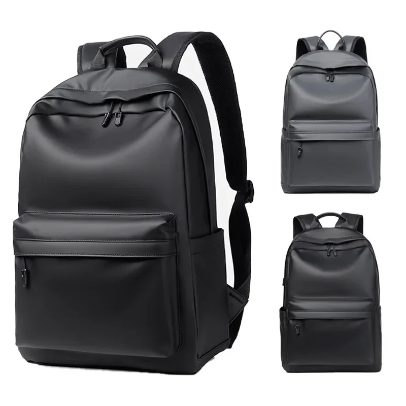 New Fashion Men Leather Backpack Black School Bags for Teenager Boys 15.6Inch Laptop backpacks Mochila Masculina High Quality 가방