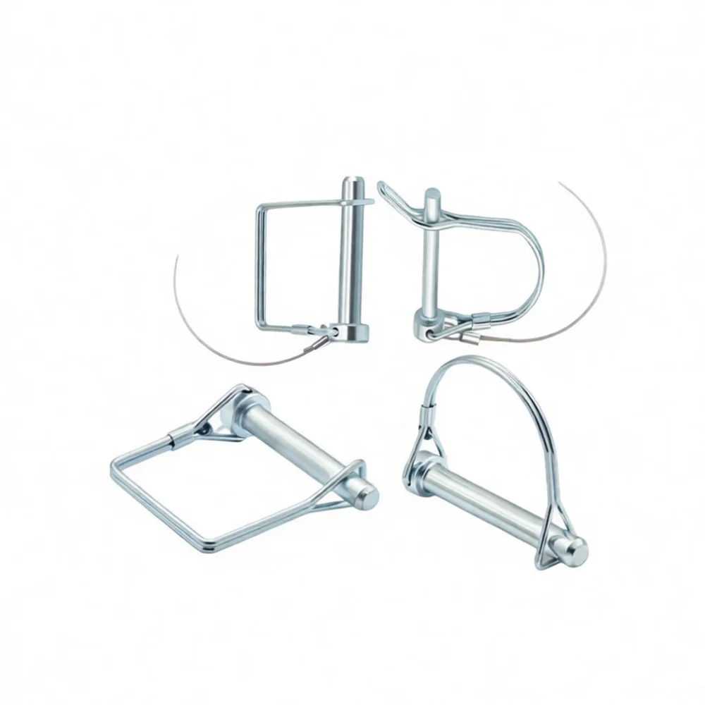 Square Design D Type Locking Pin Trailer Hitch Spring Safety Pin Anti Loss Lanyard Fastener For Hardware Assembly