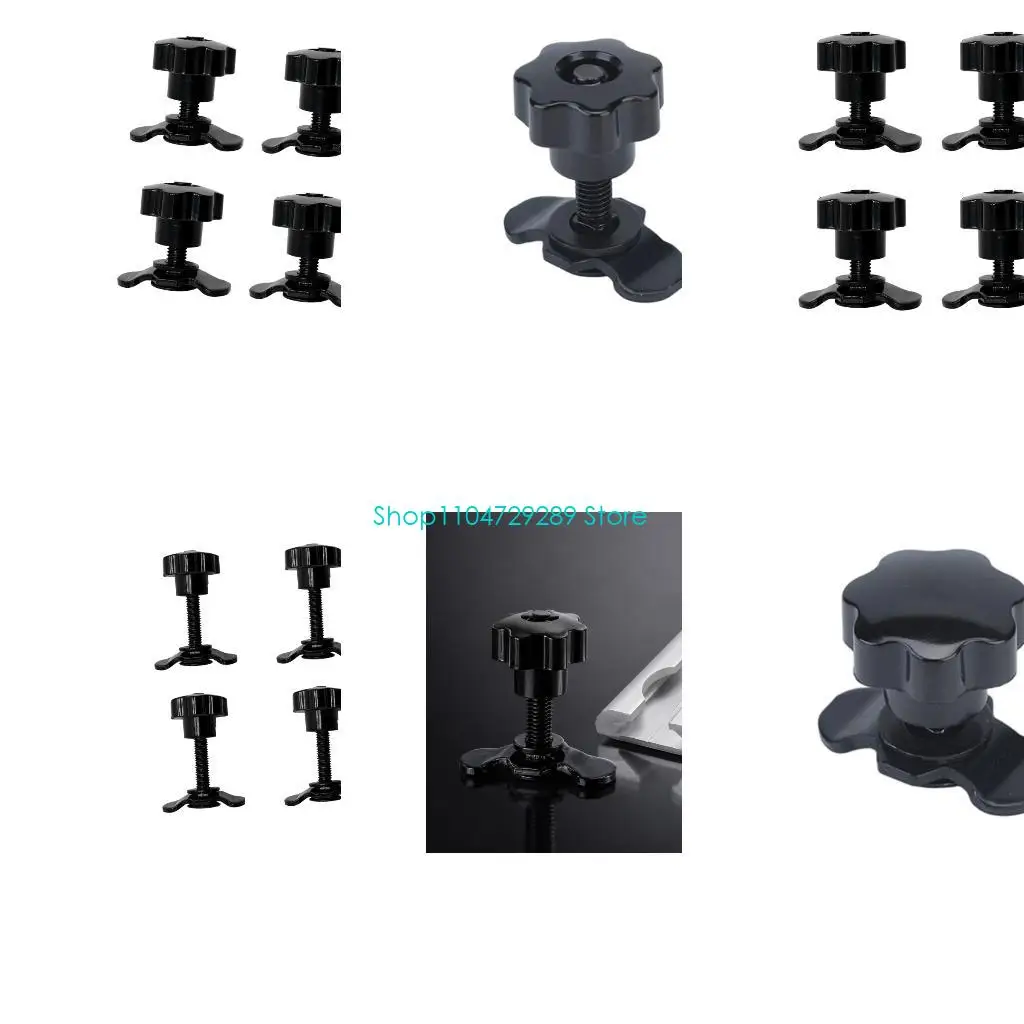 D8KE Roof Rack Fixing Hardware Set with Star Hand Knob, 8mm Threaded Nut Fitting Metal Fasteners, 4 Piece Pack for Rack
