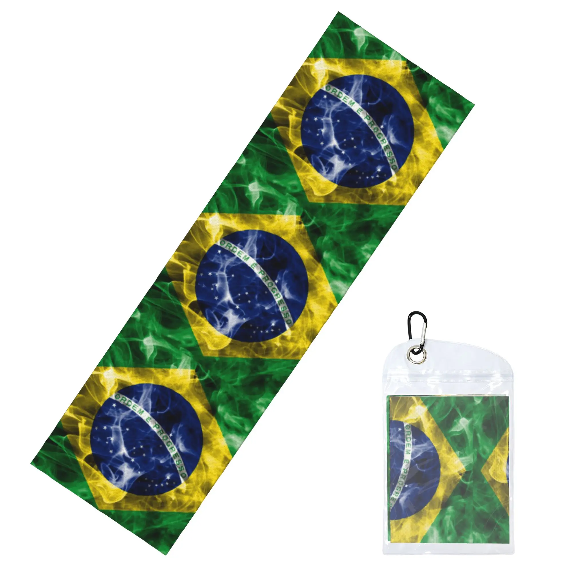 Brazilian Flag Cold Exercise Towel  Brazil Super Soft Breathable Instant Cooling Towel Yor Gym Towels