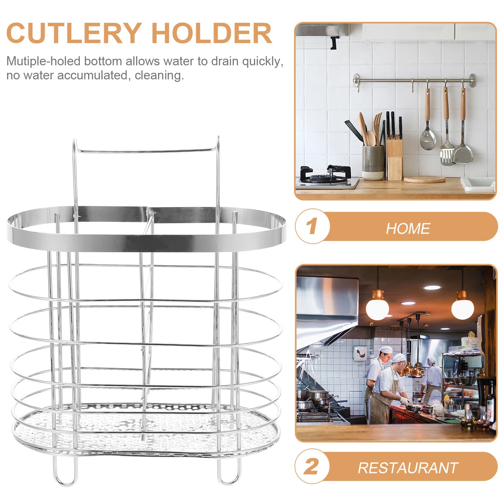 

Kitchen Utensil Holder with Premium Material Easy Hang Design Silverware Drying Rack for Chopsticks Spoons Cutlery Drain