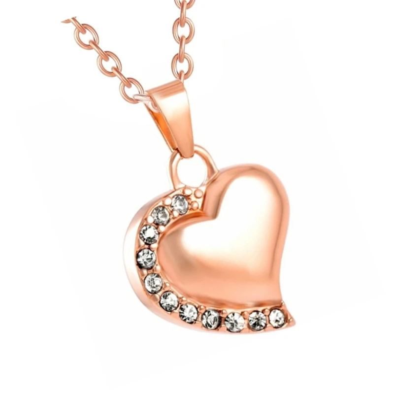 1 Pc Creative Pet Cremation Jewelry Urn Necklace for Ashes Rhinestones Locket DXAF