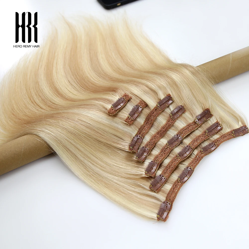 

Clip In Natural Hair Extension Human Hair 100% Real Remy Brazilian Hair Straight Clips On Extensions Blonde 16"-22" 110g/set