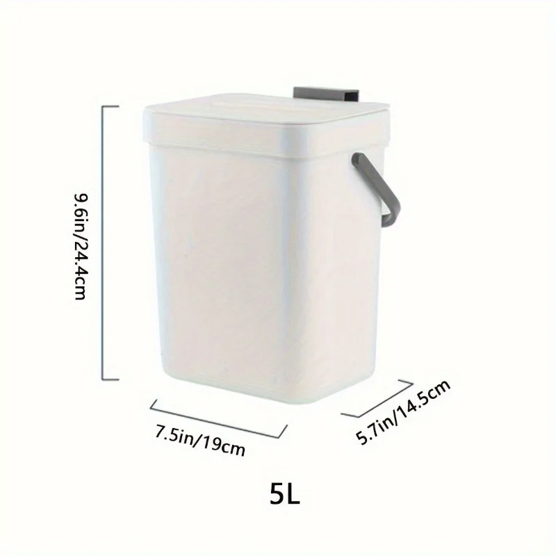 Space-Saving Quiet-Close Trash Can - 3/5L, Eco-Friendly Sealed Bin For Kitchen & Office, No Electricity Needed