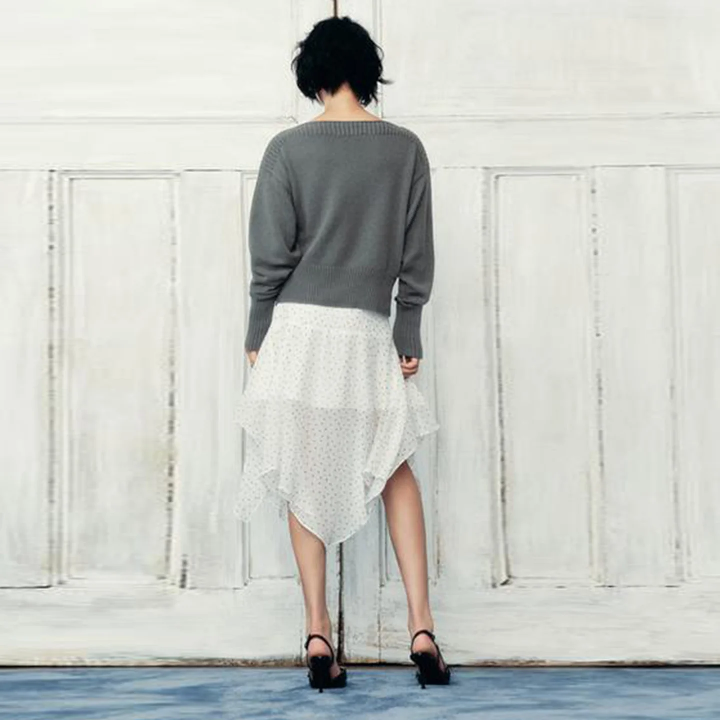 Jupe asymétrique à pois pour femmes, taille moyenne, coupe cintrée, usage quotidien, nouvelle collection automne 2025, Sle Z