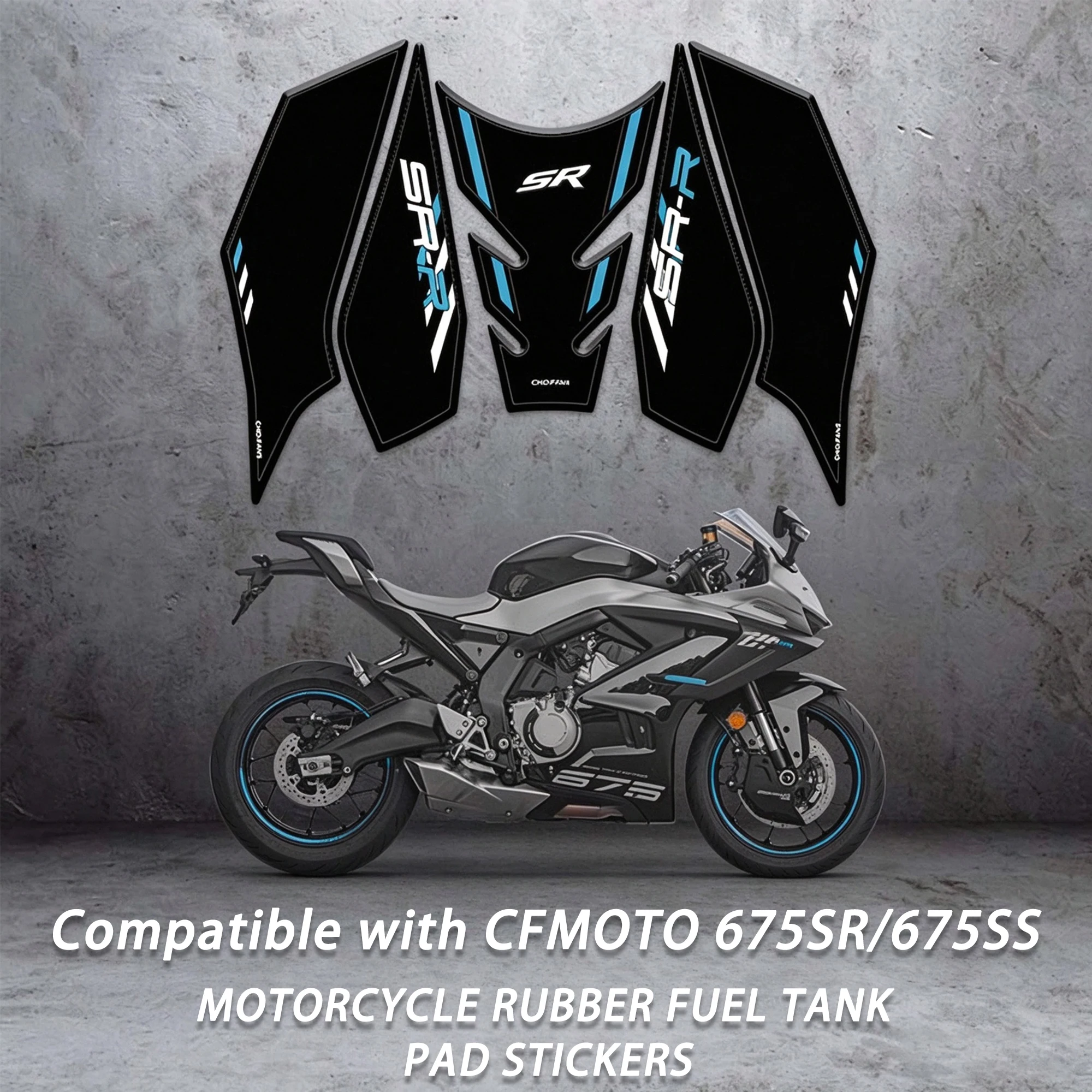 Compatible with 2024 CFMOTO 675SR/675SS Motorcycle Rubber Tank Pad Fish Bone Sticker Fuel Tank Protector Modification Accessorie