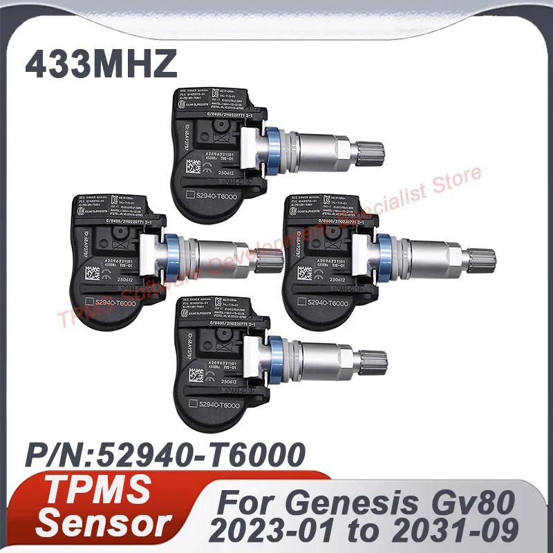 

1/4PCS TPMS sensor 52940-T6000 Tire pressure sensor For Genesis Gv80 2023-2031 52940T6000 433MHZ