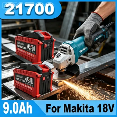 

18V Lithium Battery 9.0AH Rechargeable for Makita 18V 21700 Battery with Capacity Indicator for Electric Wrench Power Tool